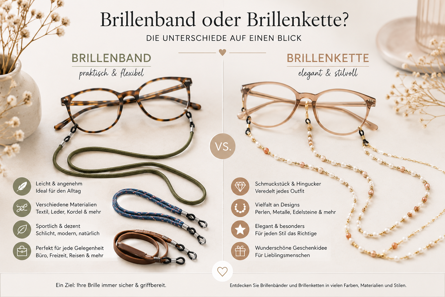 Brillenband oder Brillenkette – was ist der Unterschied?