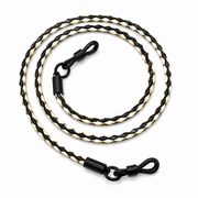 Braided leather glasses strap – black and natural