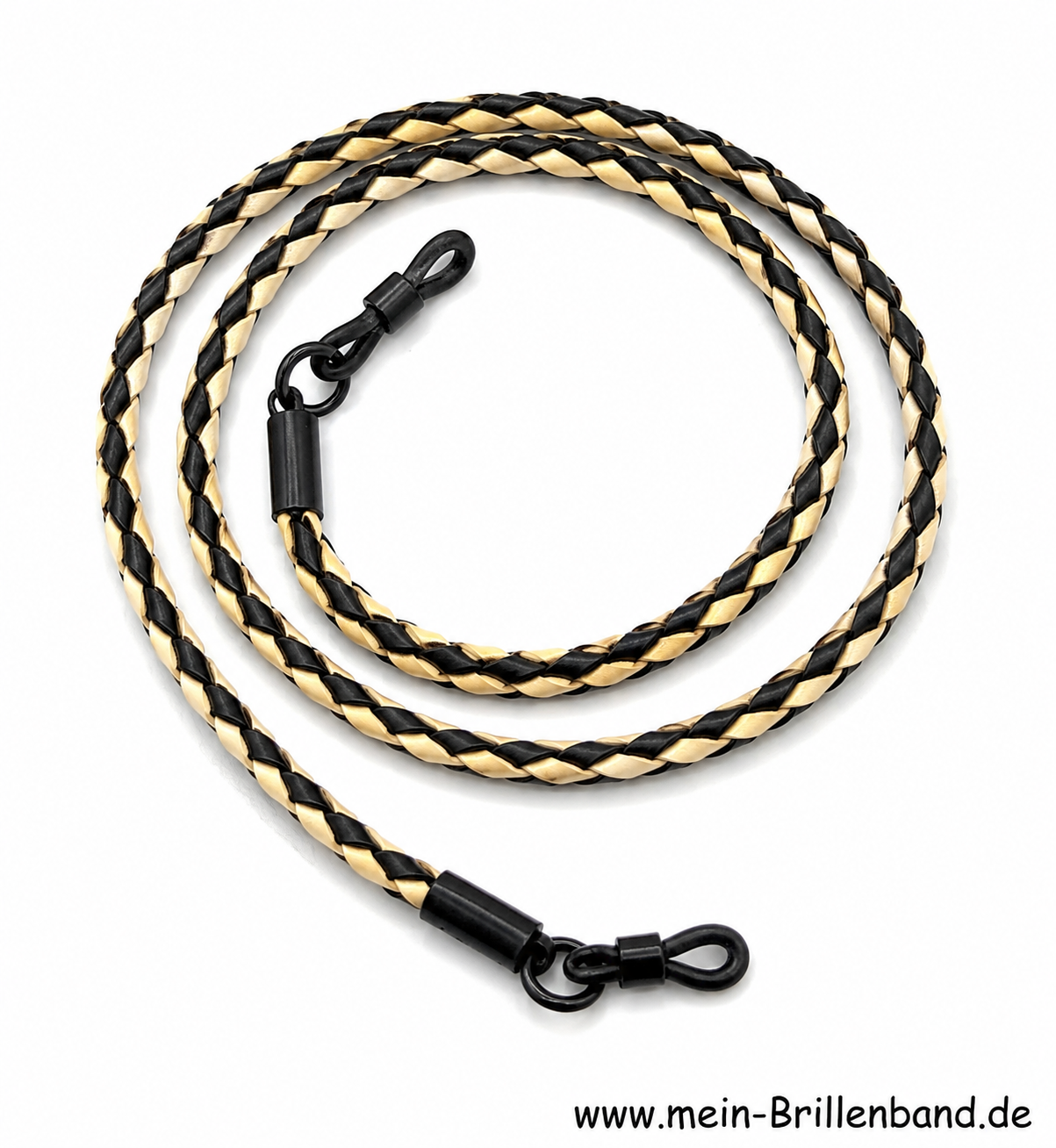 Brillenkette - Brillenband aus geflochtenem Leder "schwarz-natur"
