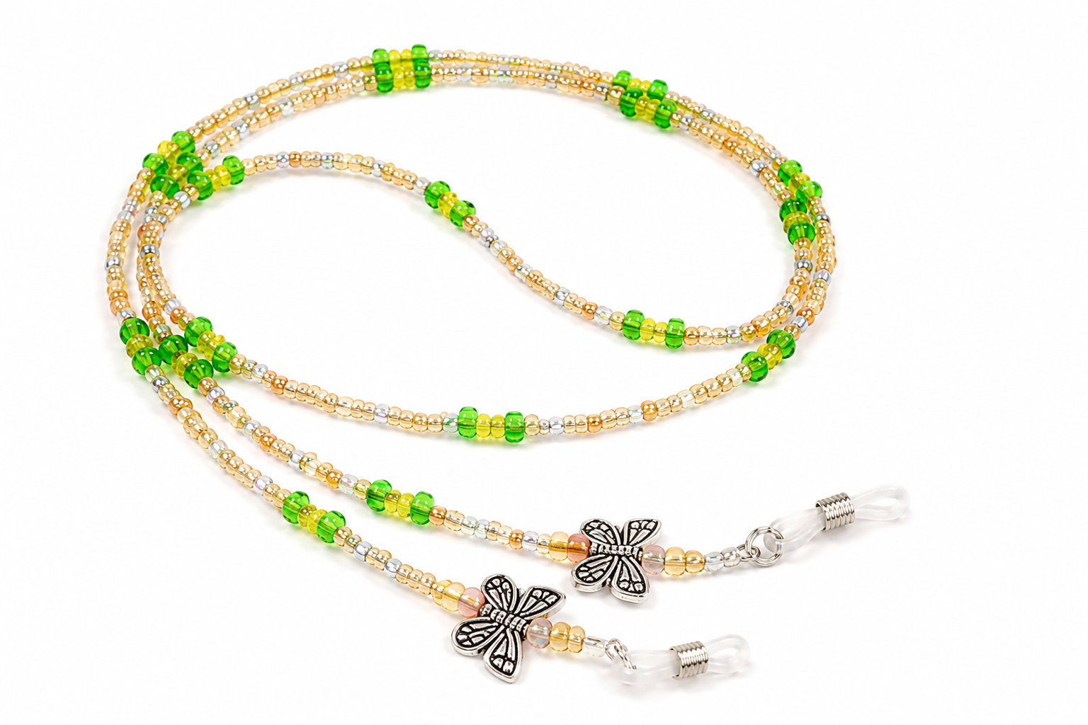 Brillenkette aus Rocailles & Metallperlen – Bunt