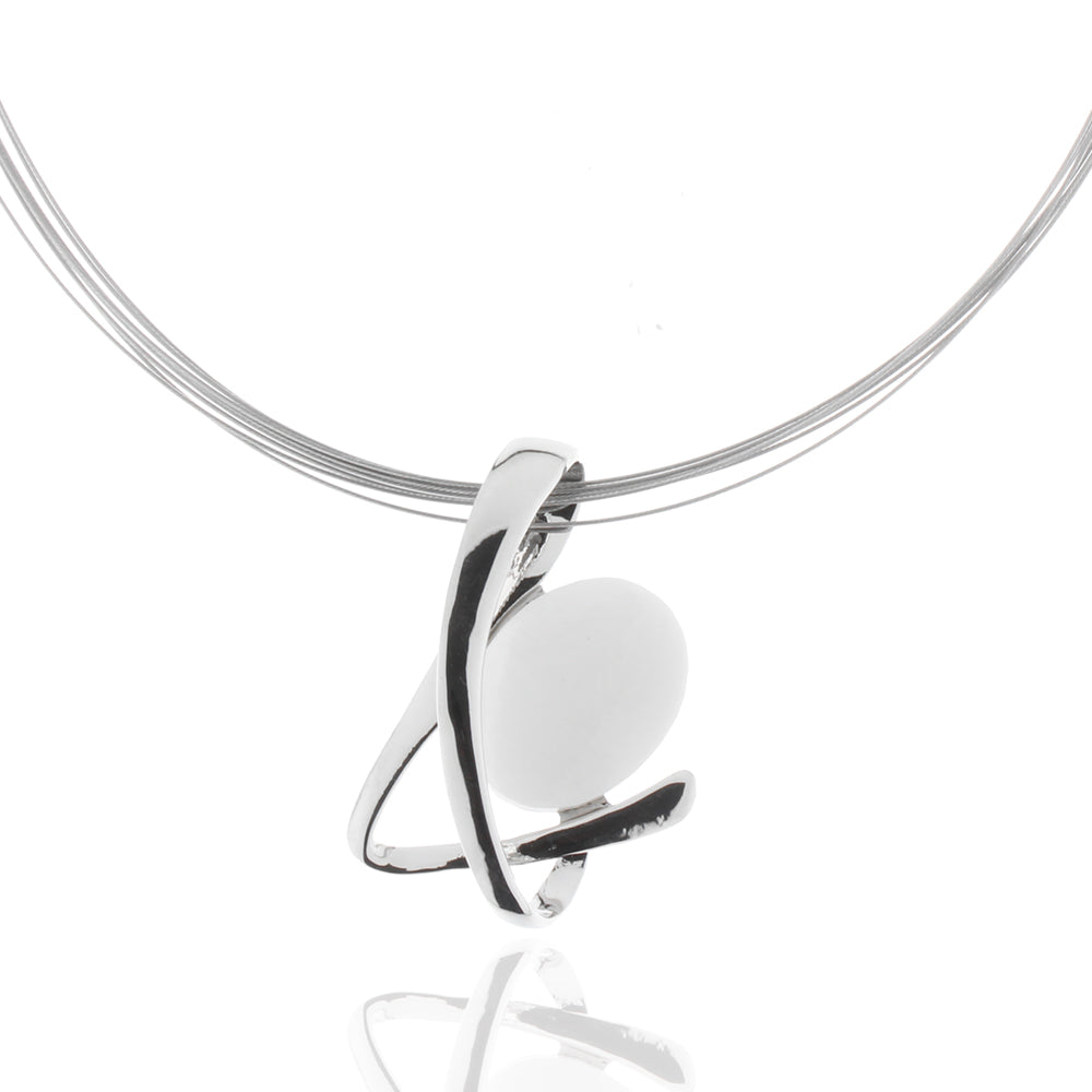 %Collier - Halskette mit Anhänger "weiß"