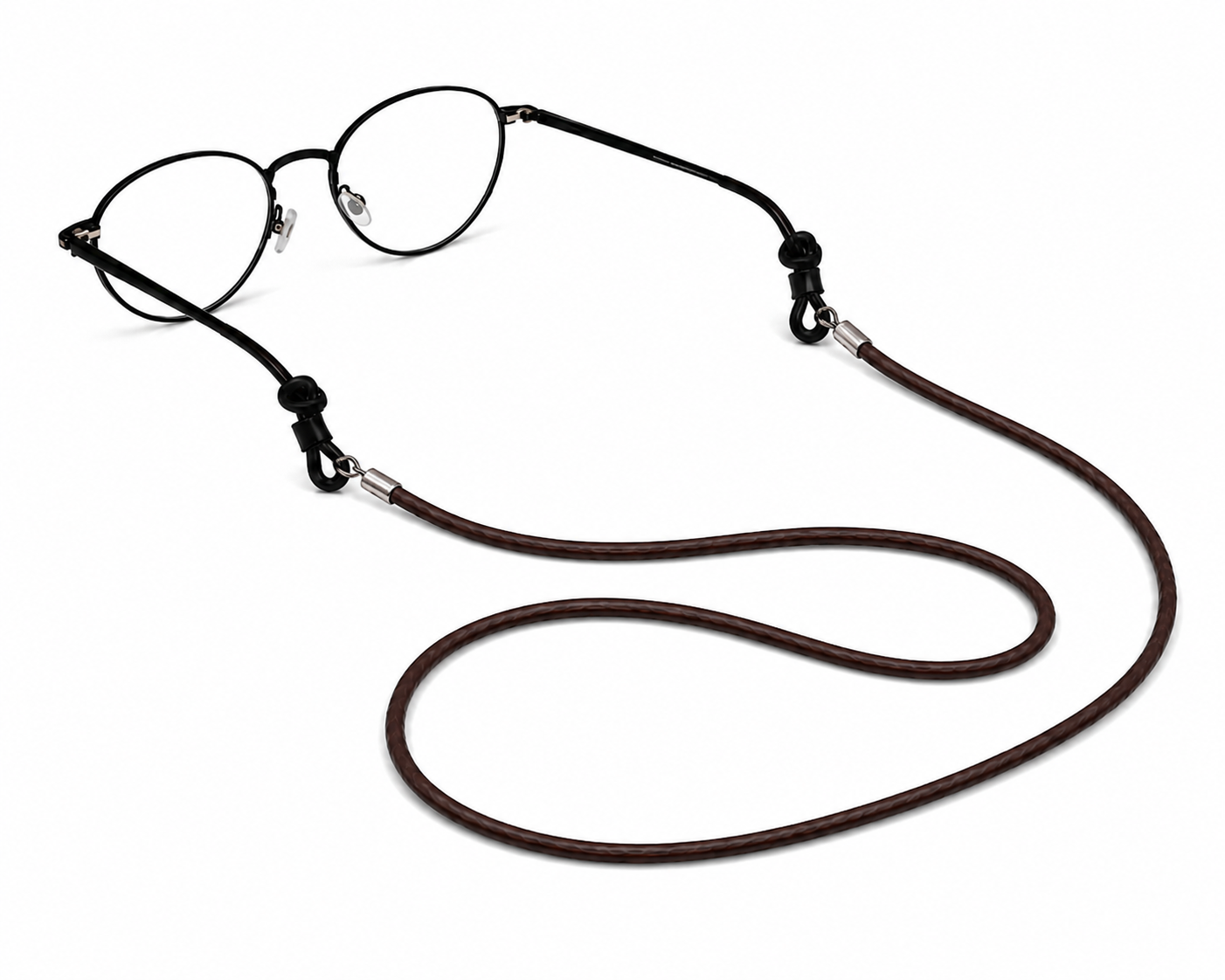 Cordon à lunettes en cuir – Brun foncé