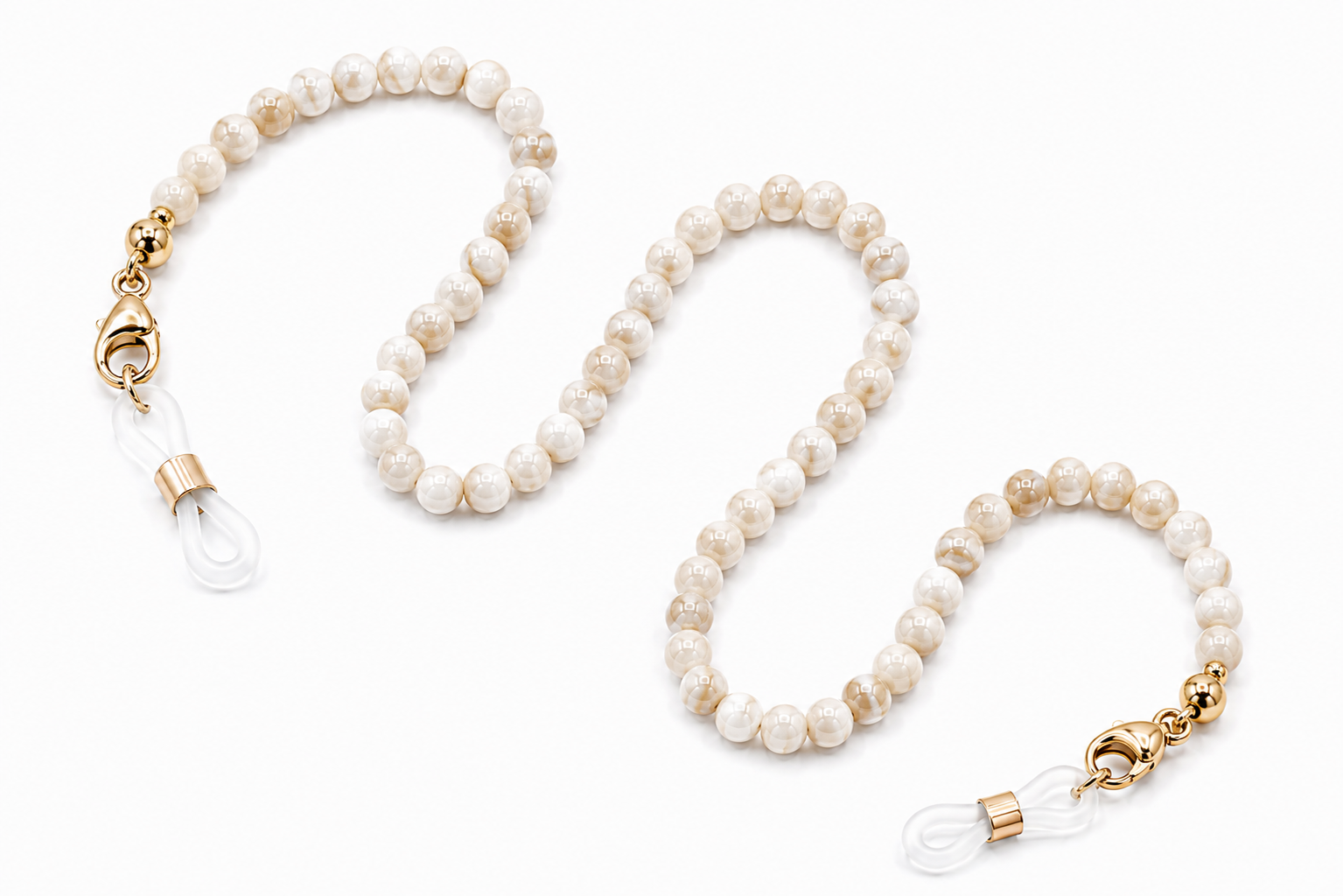 Brillenkette aus Muschelkernperlen – Muschelfarbe