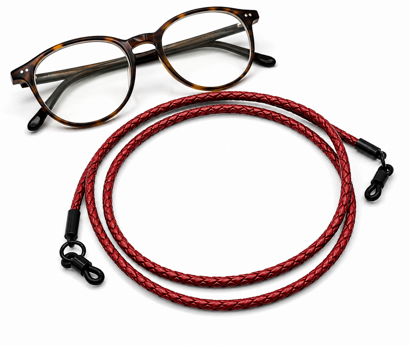 Brillenband aus geflochtenem Leder – Rostbraun