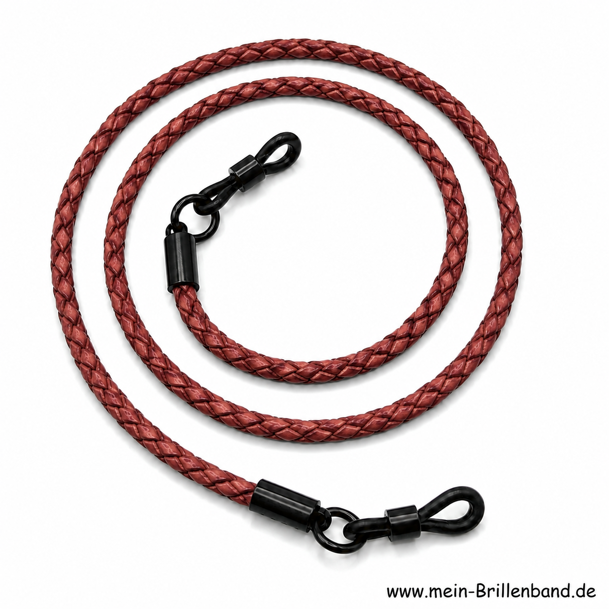 Brillenkette - Brillenband aus geflochtenem Leder "rostbraun"