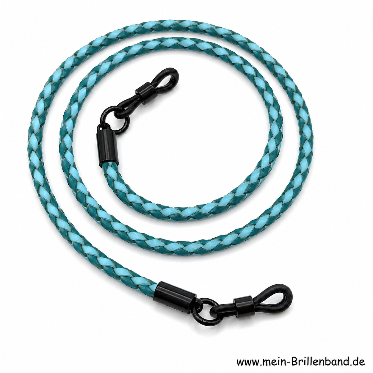 Brillenkette - Brillenband aus geflochtenem Leder "grün-blau"