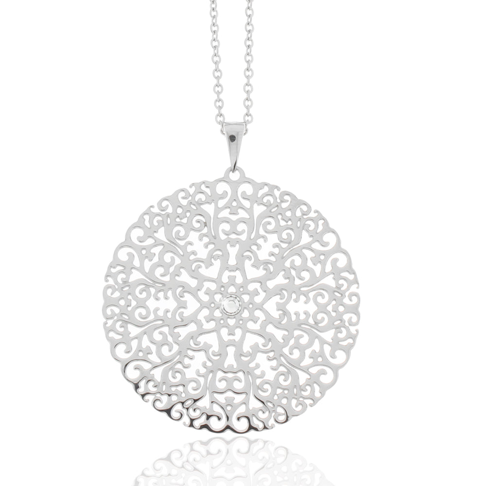 %Collier - Halskette mit Zirkonia "silber"