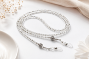 Brillenkette aus Schmetterlingsperlen & Metallperlen – Kristall-Silber