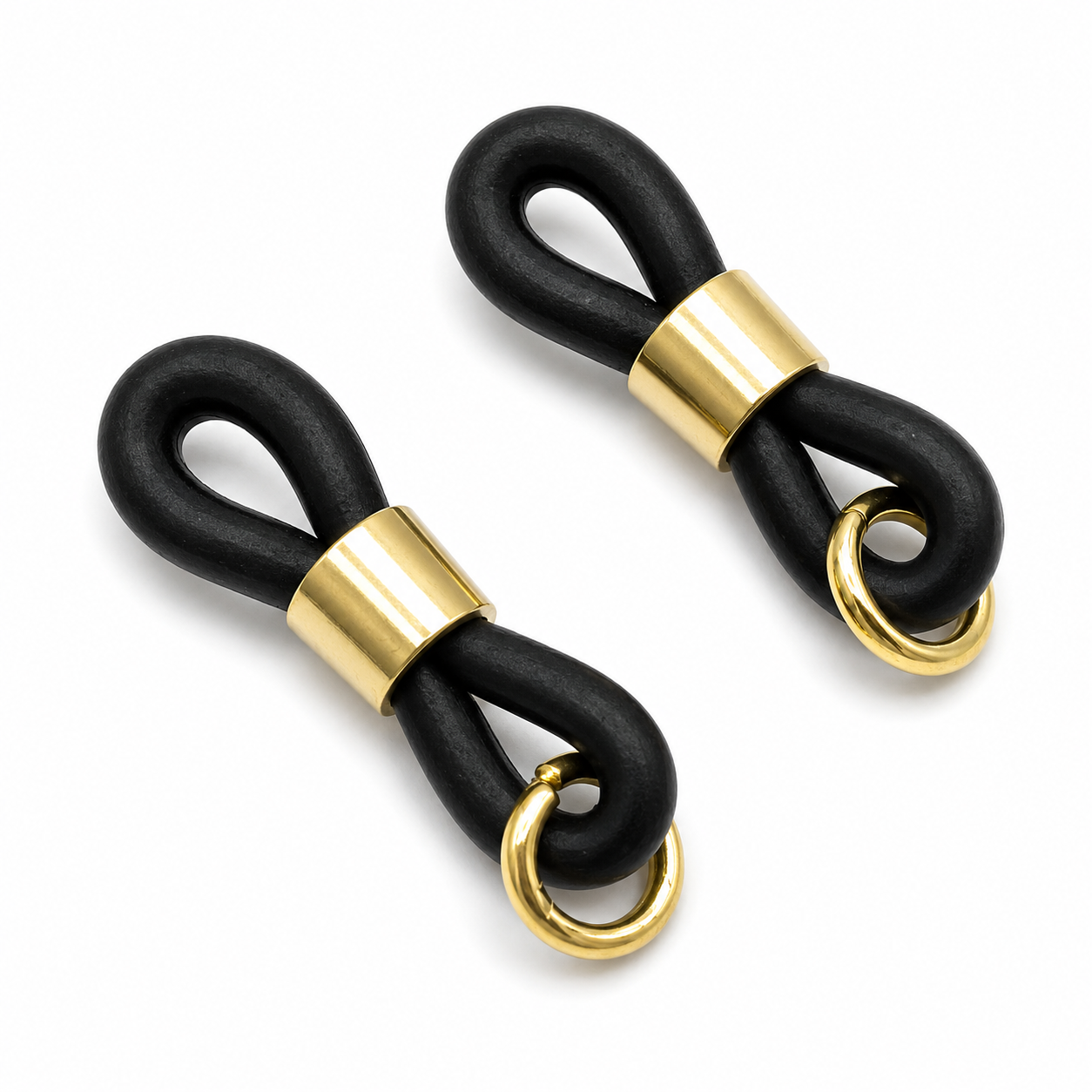Embouts Premium pour lunettes – Noir et doré avec œillet