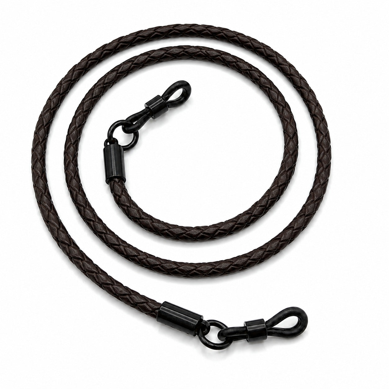 Cordon à lunettes en cuir tressé – Brun