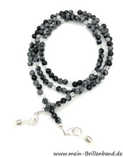 Brillenkette - Brillenband aus Edelsteinen "Schneeflocken Obsidian-Bergkristall"