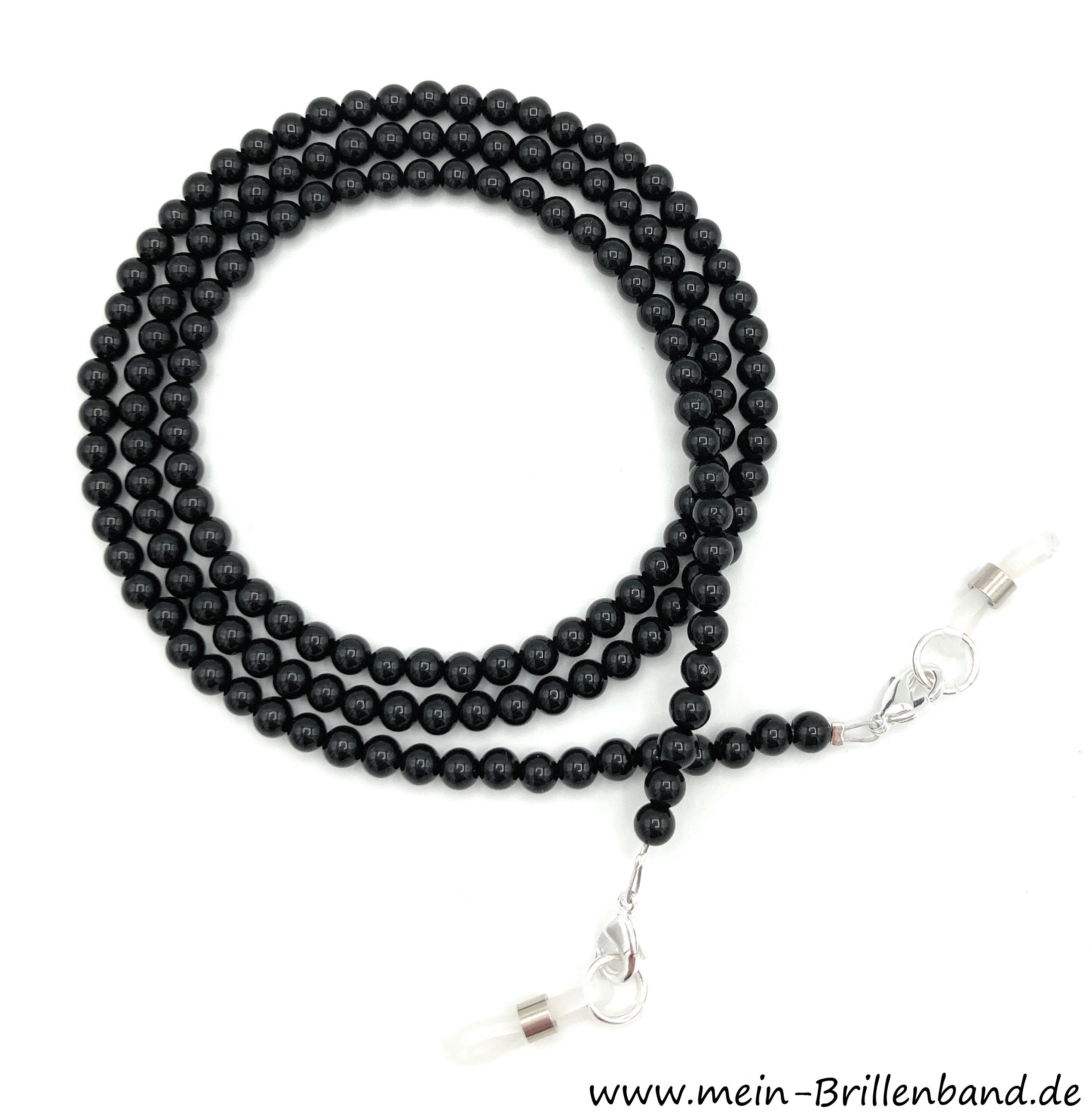 Brillenkette - Brillenband aus Edelsteinen Achat "Schwarz"