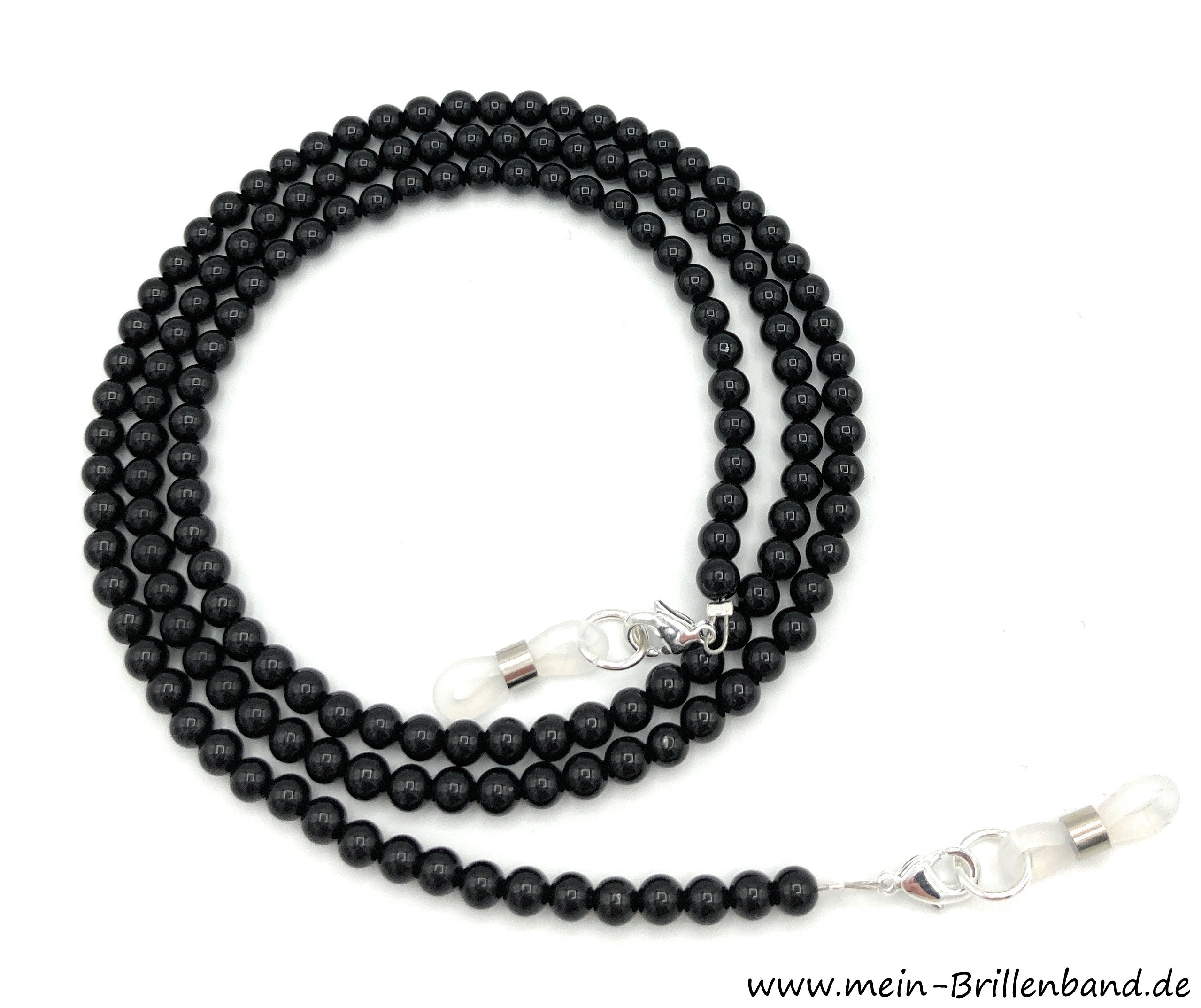 Brillenkette aus Achat – Schwarz