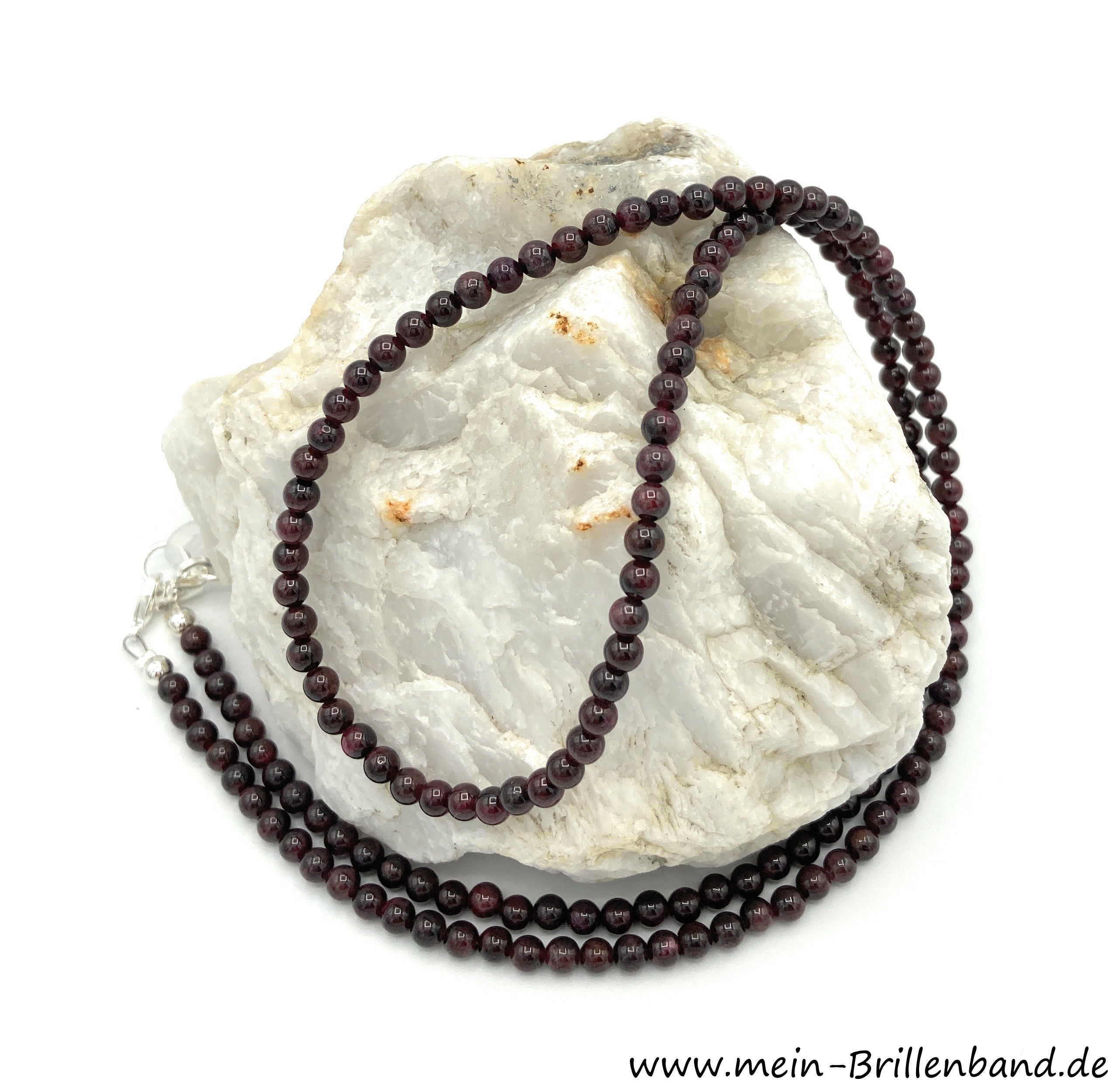 Brillenkette aus Granat – Dunkelrot