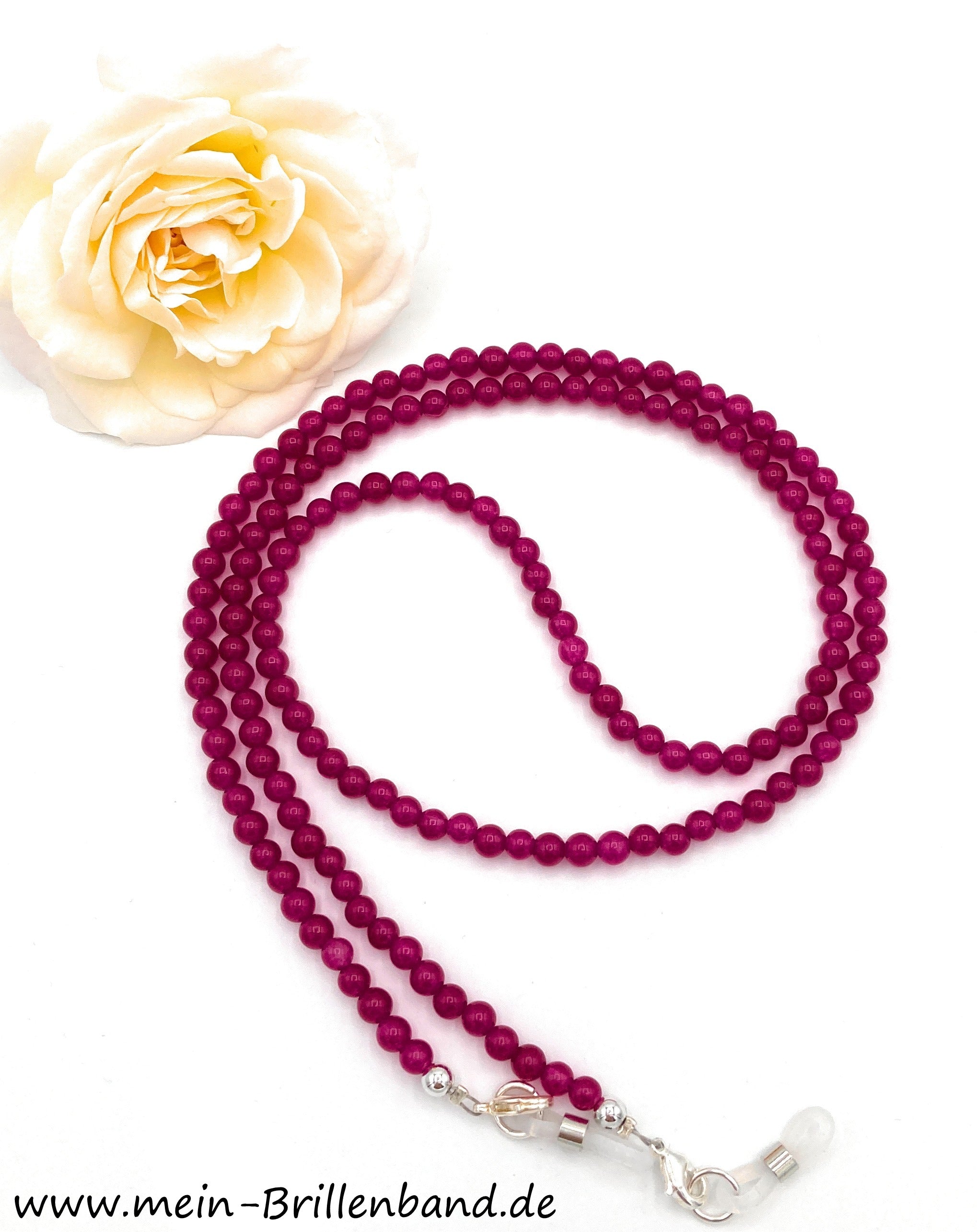 Brillenkette aus Malaysia-Jade – Pink