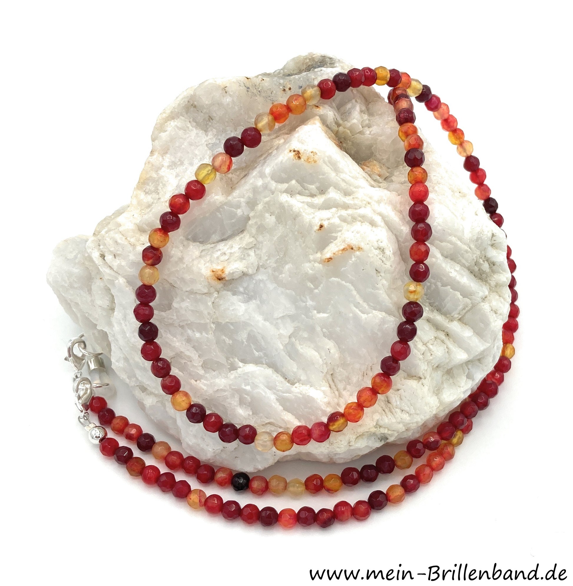 Brillenkette - Brillenband aus facettierten Edelsteinen Achat "rot"