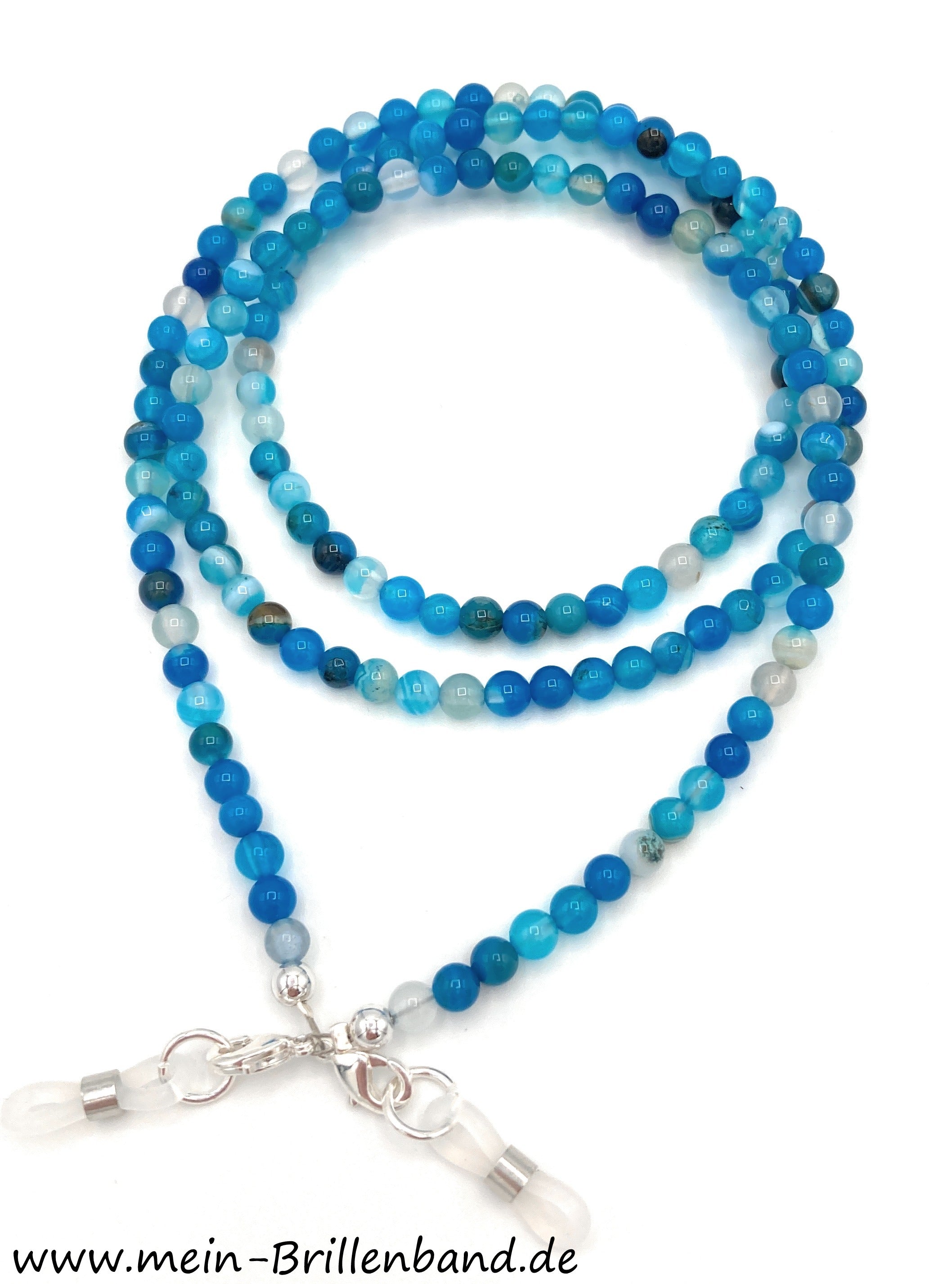 Brillenkette - Brillenband aus Edelsteinen Achat "blau"