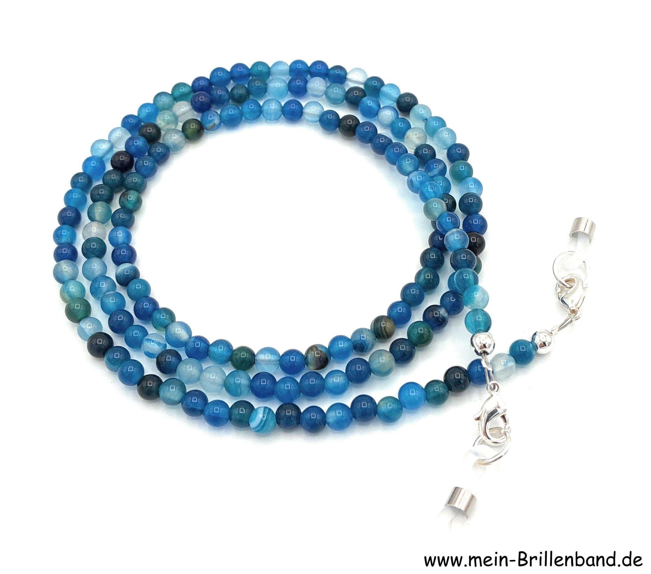 Brillenkette aus Achat – Blau