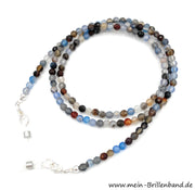 Brillenkette - Brillenband aus facettierten Edelsteinen Achat "beige-braun-blau"