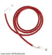 Brillenkette - Brillenband aus Edelsteinen rote Koralle