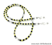 %Brillenkette - Brillenband aus Edelsteinen Jaspis- Jade "gelb-schwarz"