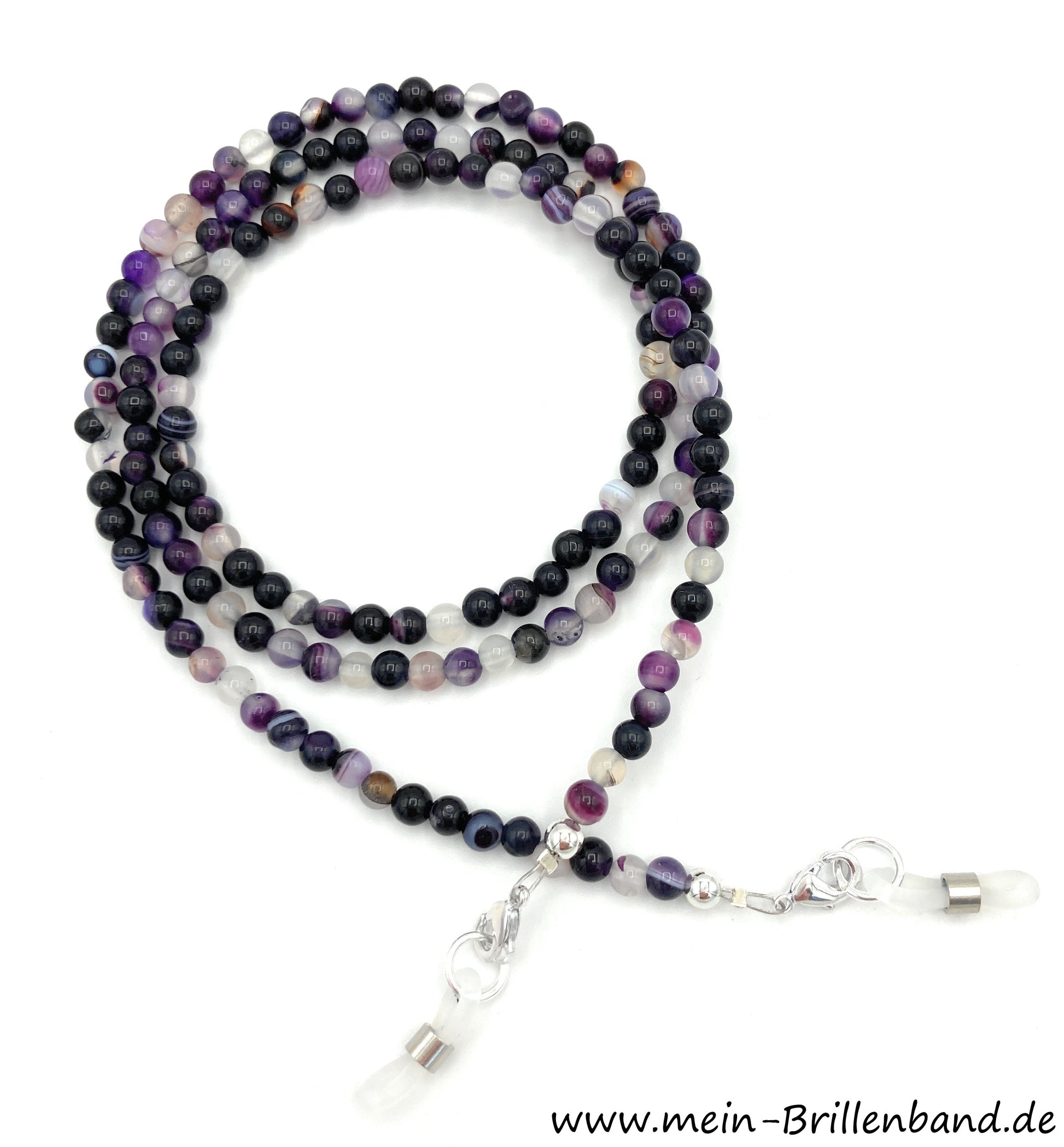 %Brillenkette - Brillenband aus Edelsteinen Achat "lila"