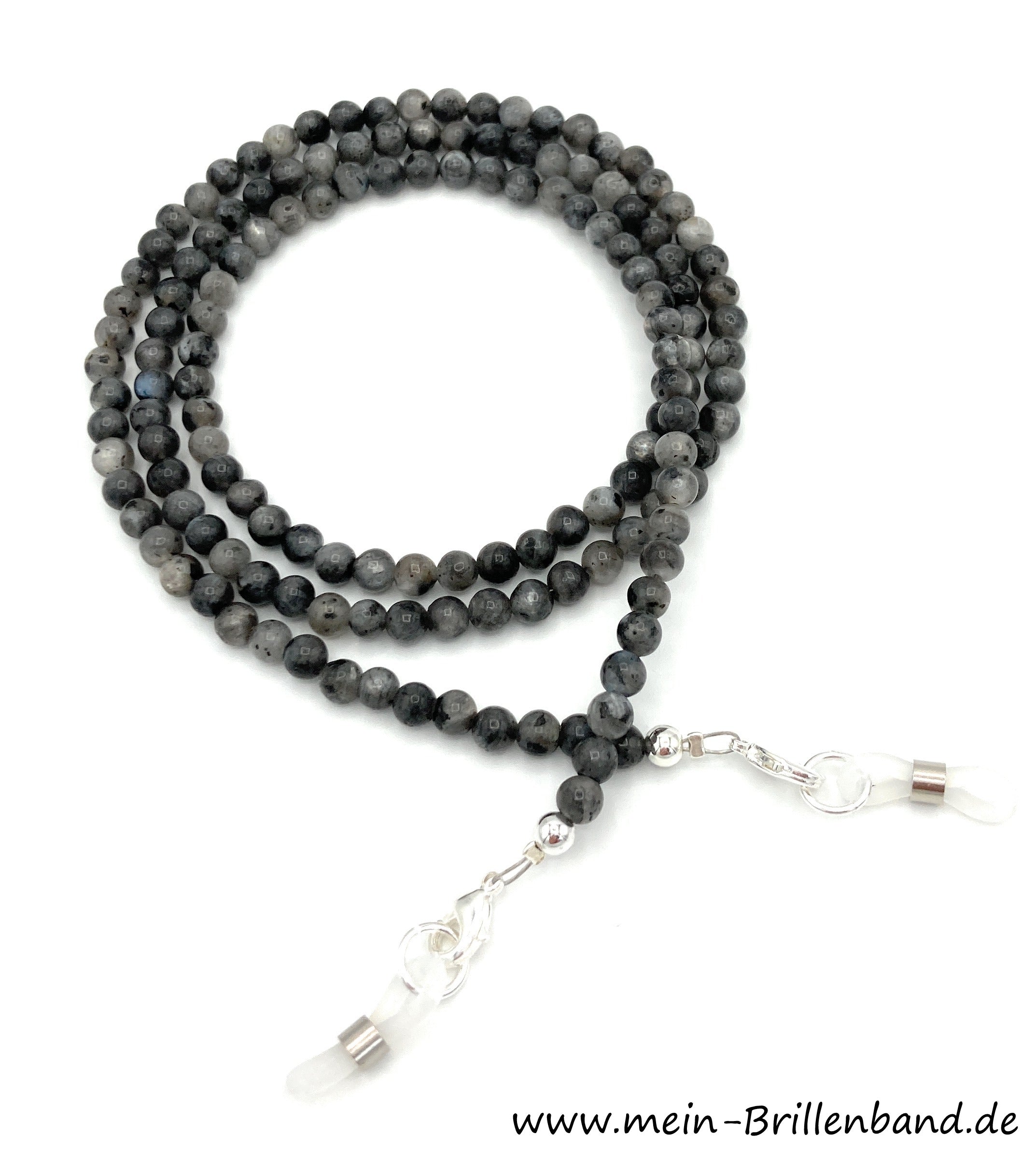 Brillenkette - Brillenband aus Edelsteinen schwarzer Lapradorit
