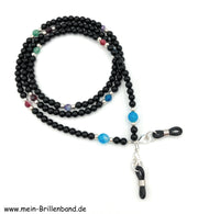 Brillenkette - Brillenband aus Edelsteinen Onyx-Achat "schwarz-bunt"