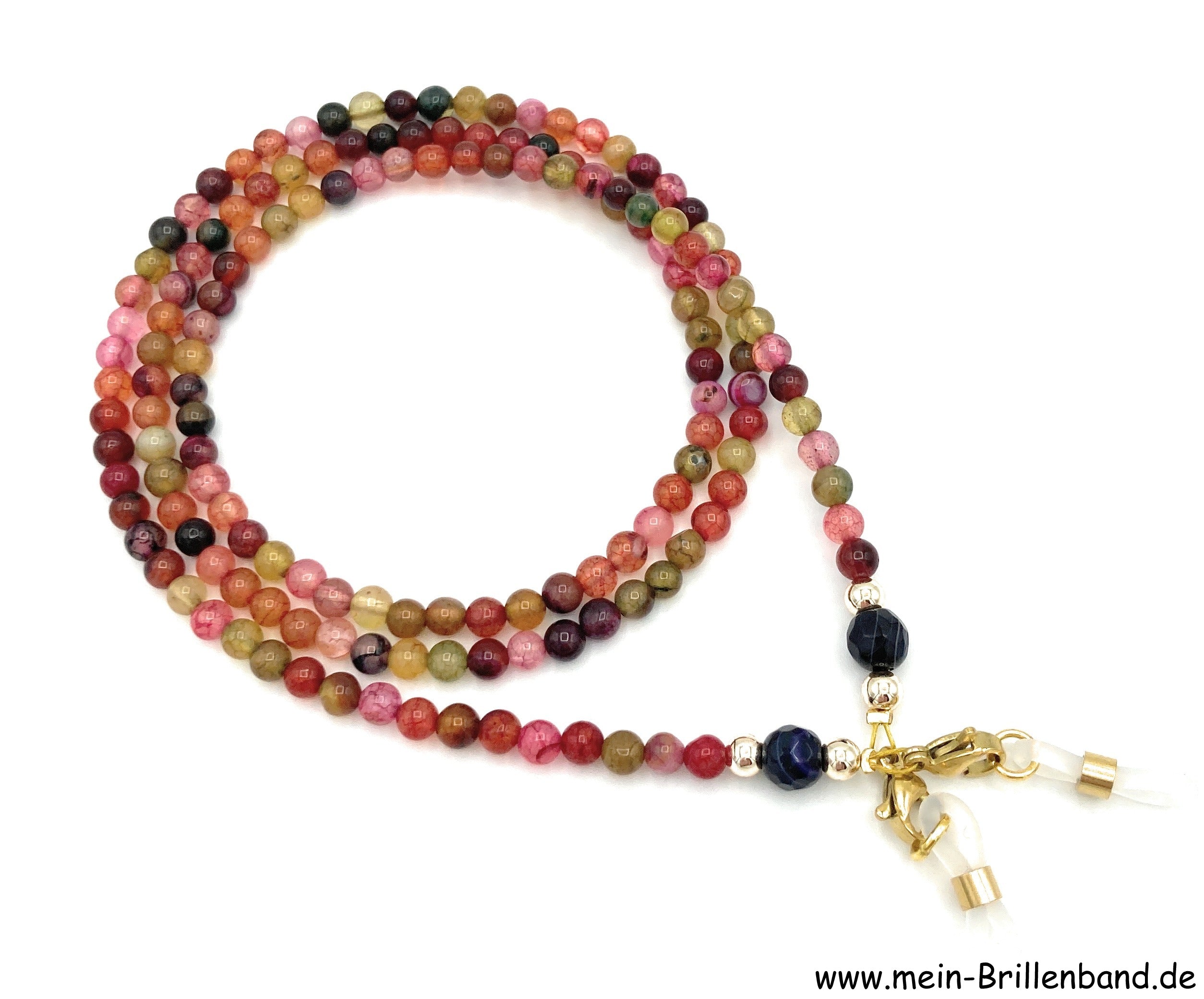 %Brillenkette - Brillenband aus Edelsteinen Turmalin "bunt"