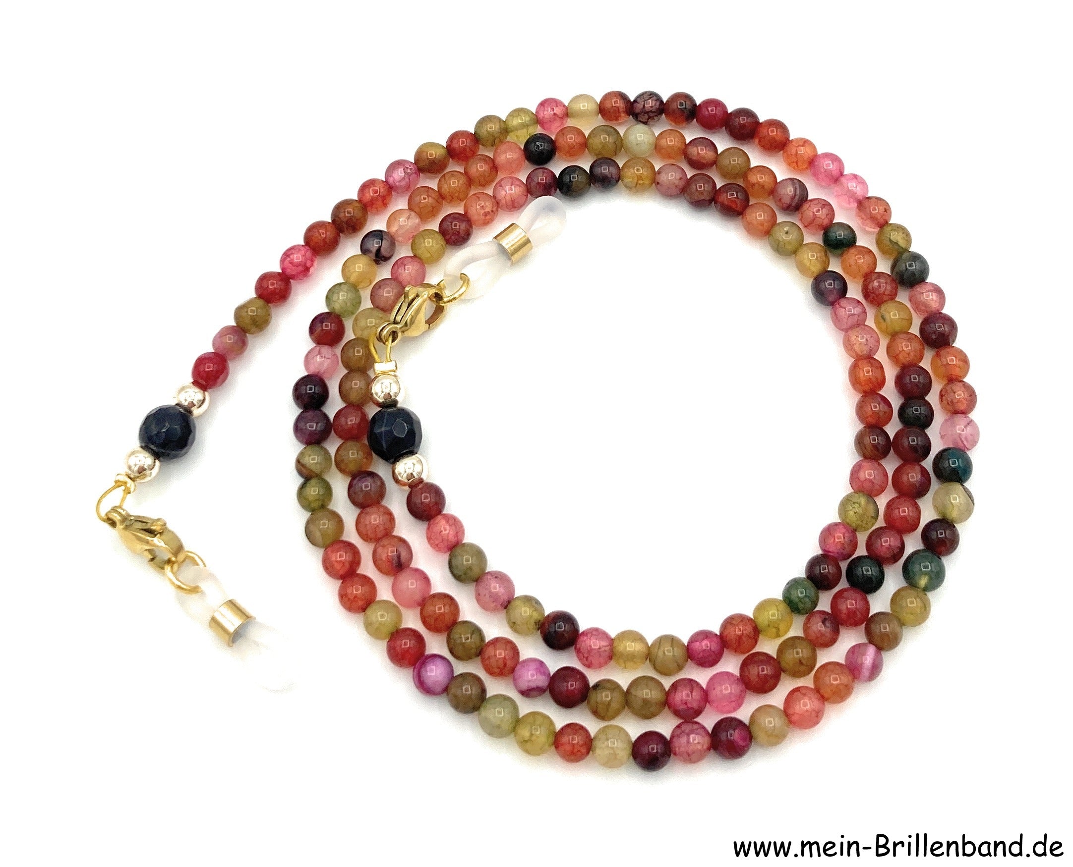 Brillenkette aus Turmalin & Achat – Mehrfarbig