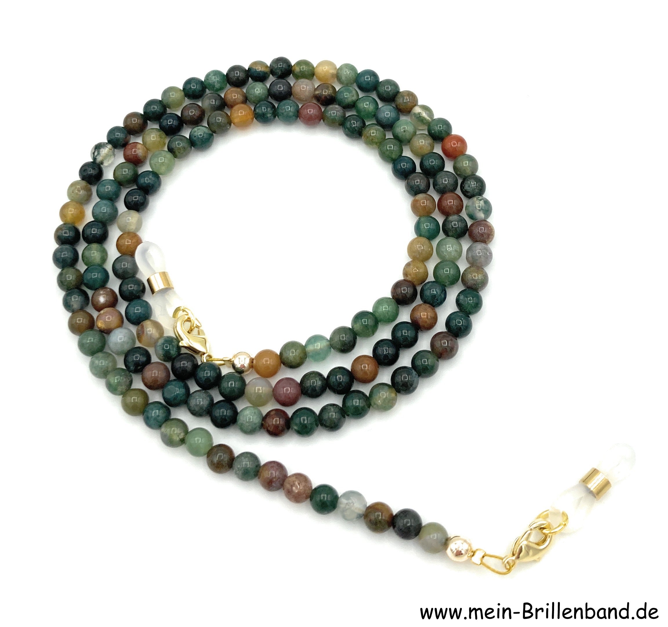 Brillenkette aus Achat – Grün-Gemischt