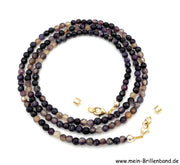 %Brillenkette - Brillenband aus Edelsteinen facettierter Achat "lila-beige"