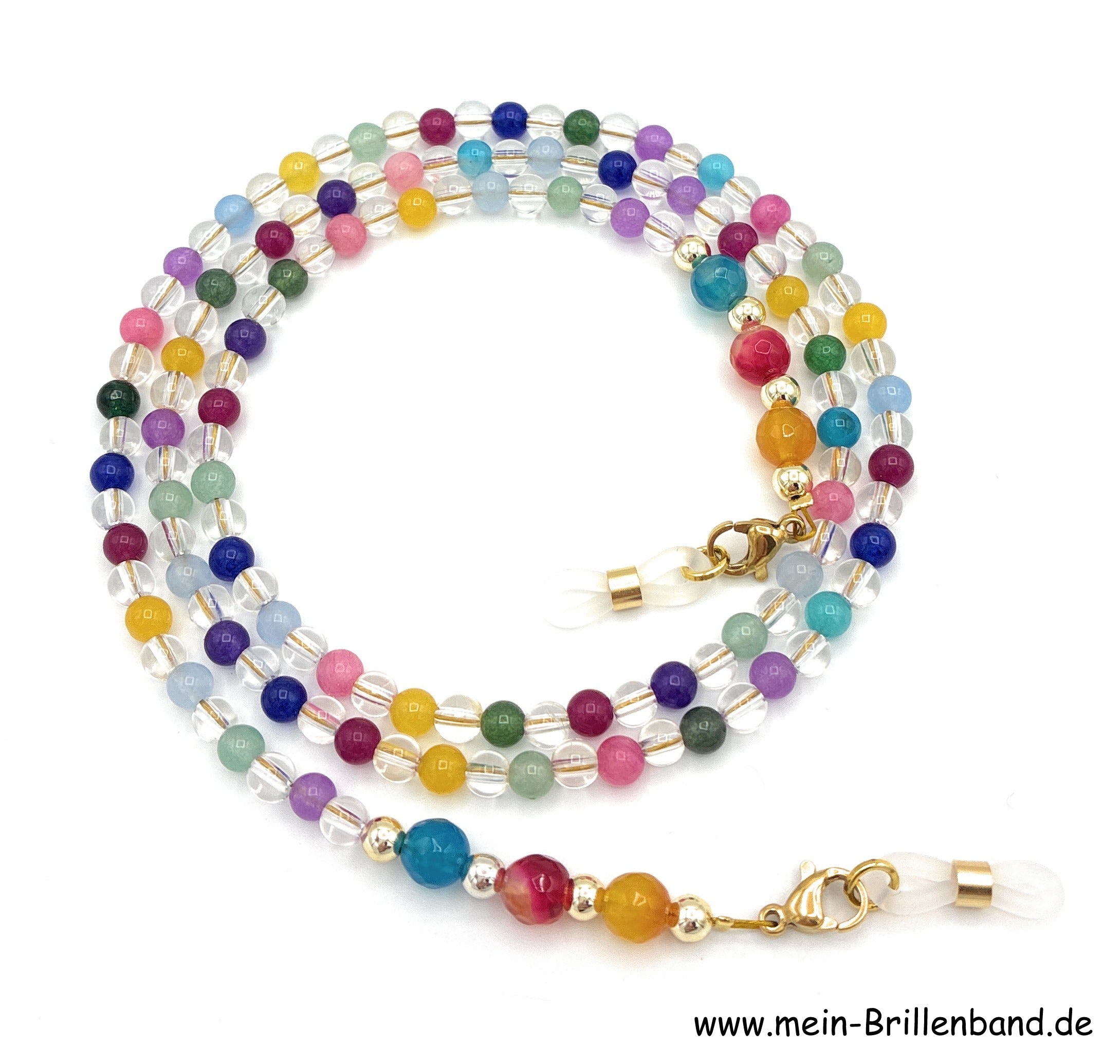 Brillenkette aus Achat & Jade – Mehrfarbig