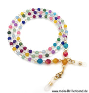 Brillenkette - Brillenband aus Edelsteinen Bergkristall Jade Achat "bunt"