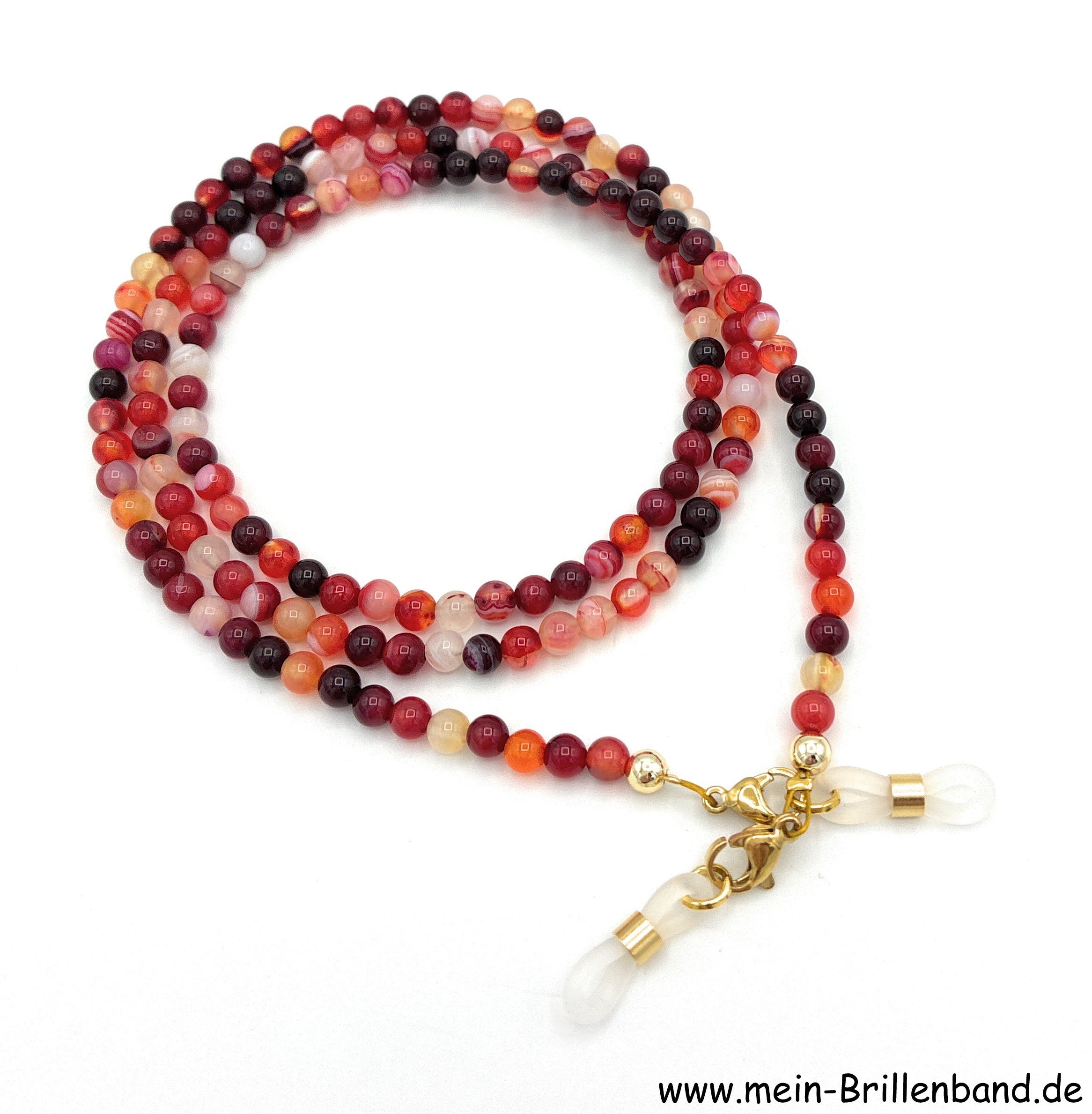 Brillenkette - Brillenband aus Edelsteinen Achat "rot"