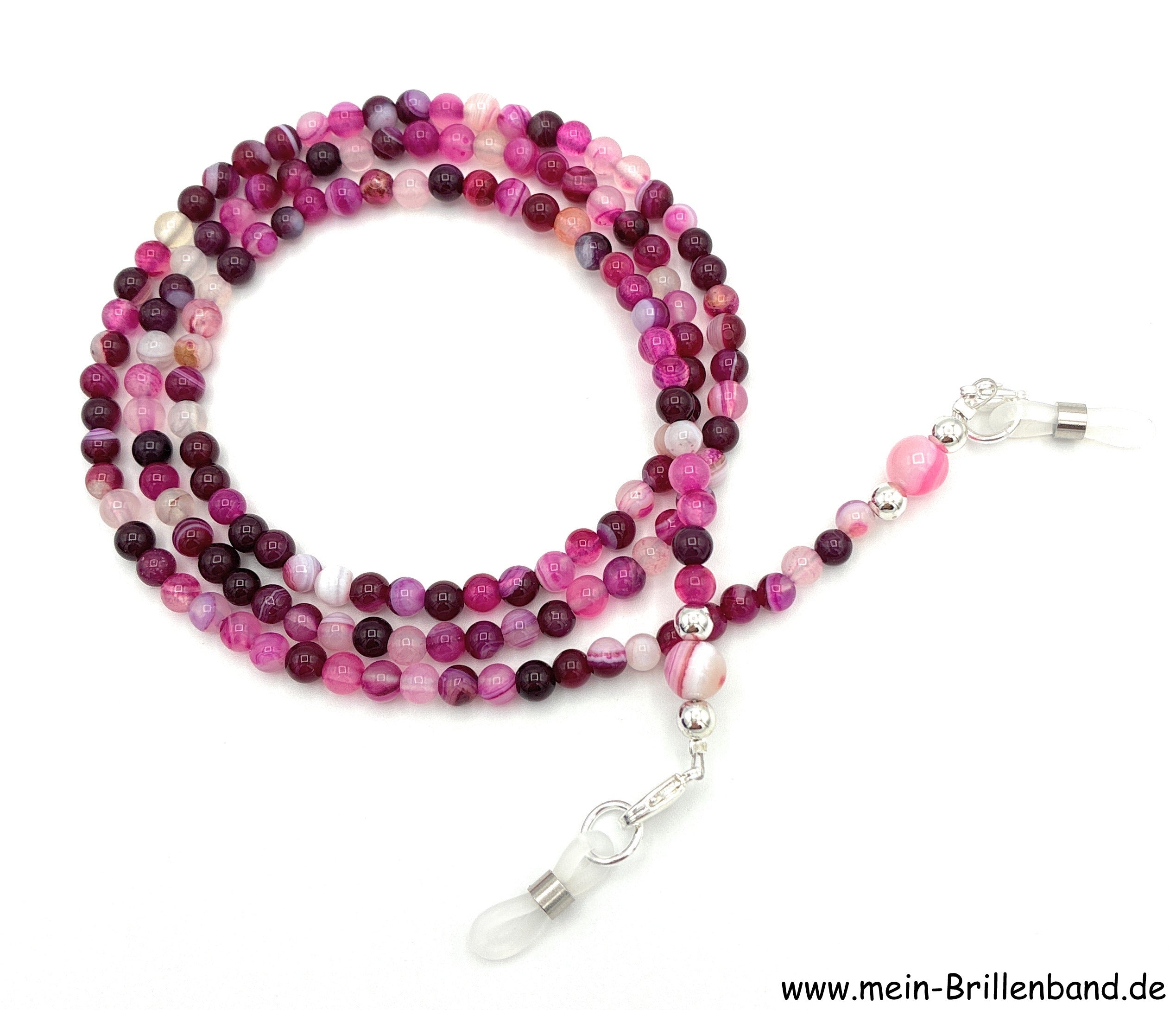 Brillenkette - Brillenband aus Edelsteinen Achat "pink"