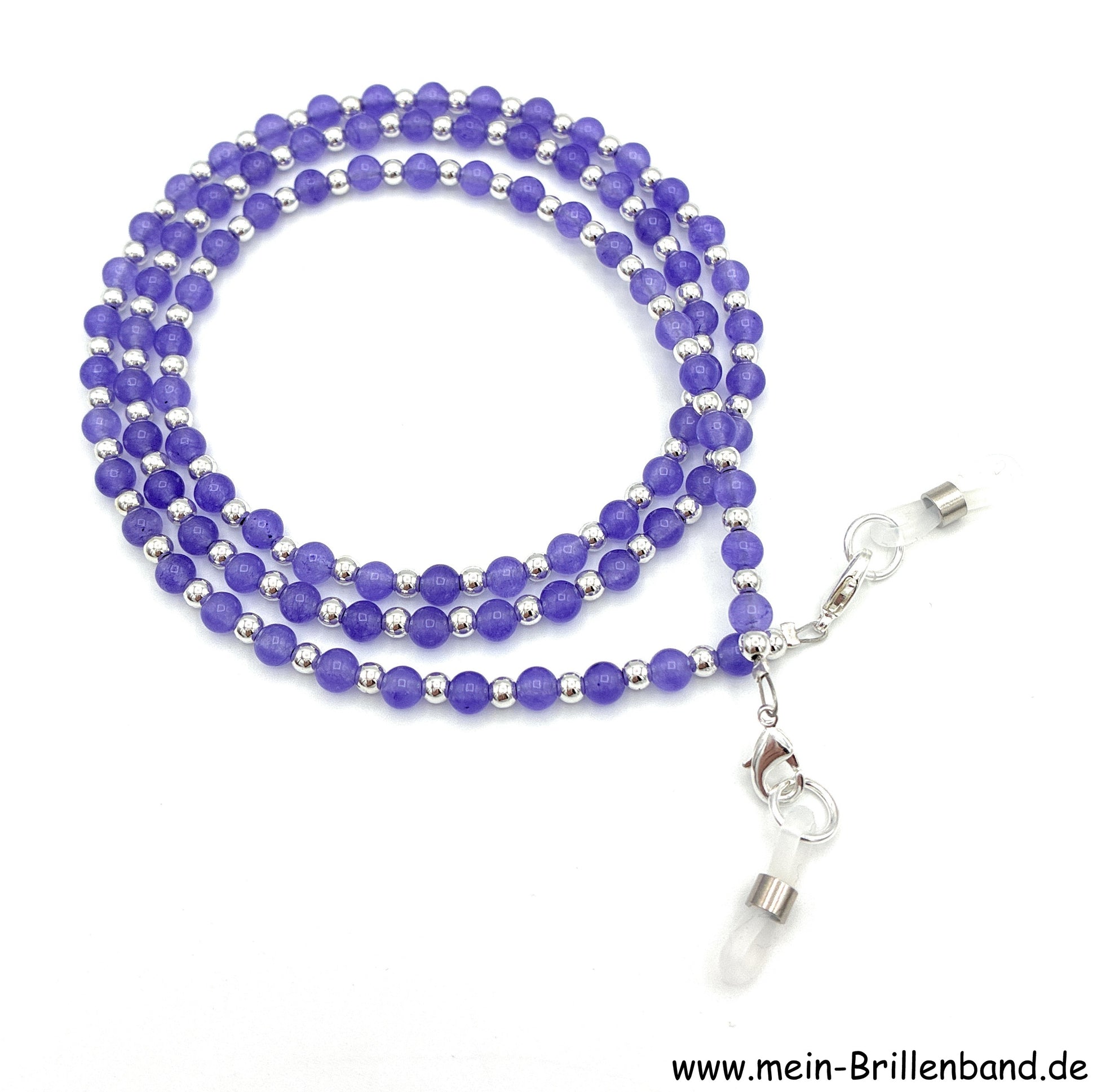 Brillenkette - Brillenband aus Edelsteinen Jade "lavendel"