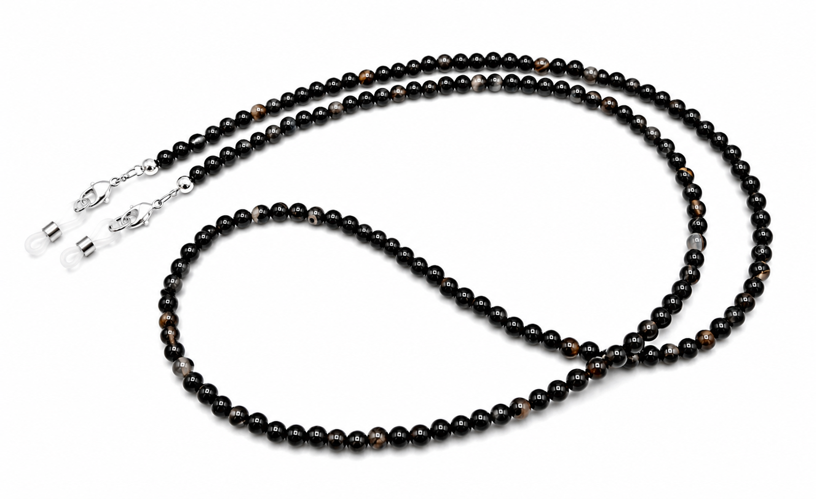 Brillenkette aus Achat – Schwarz