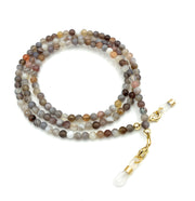 Chaîne à lunettes en agate du Botswana – Tons beige