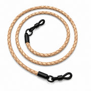 Braided leather glasses strap – natural