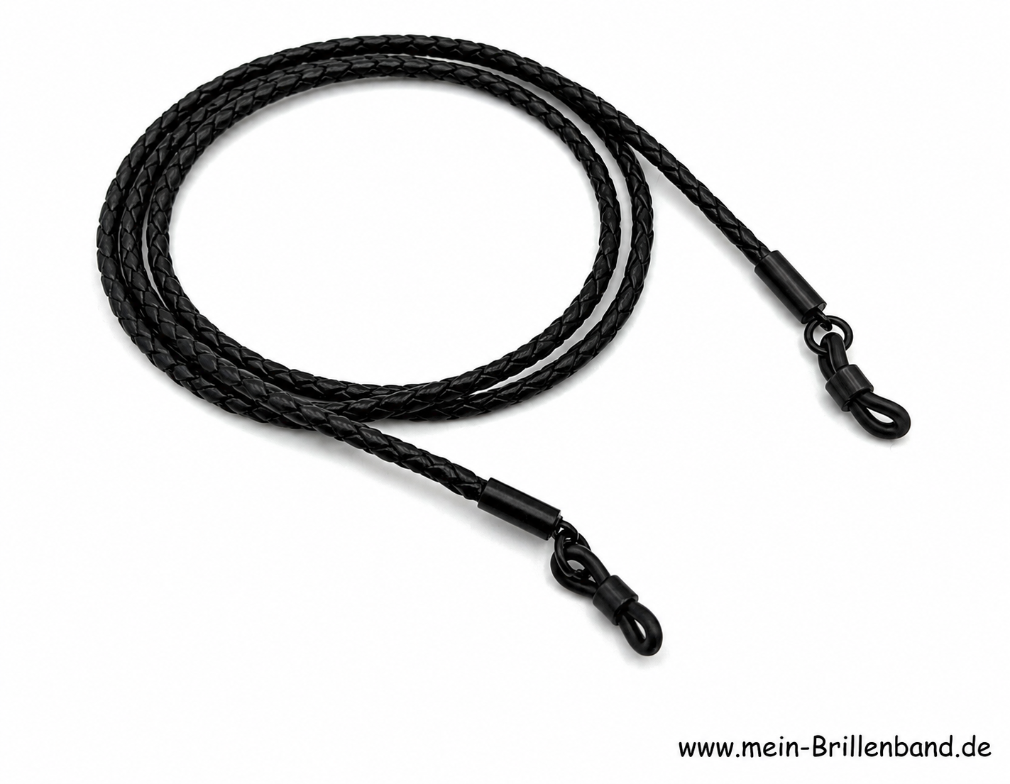 Geflochtenes Leder-Brillenband – Schwarz