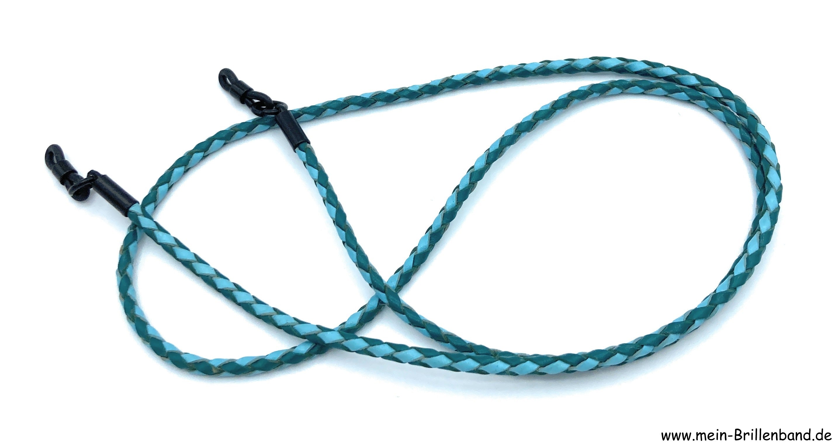 Geflochtenes Leder-Brillenband – Grün-Blau