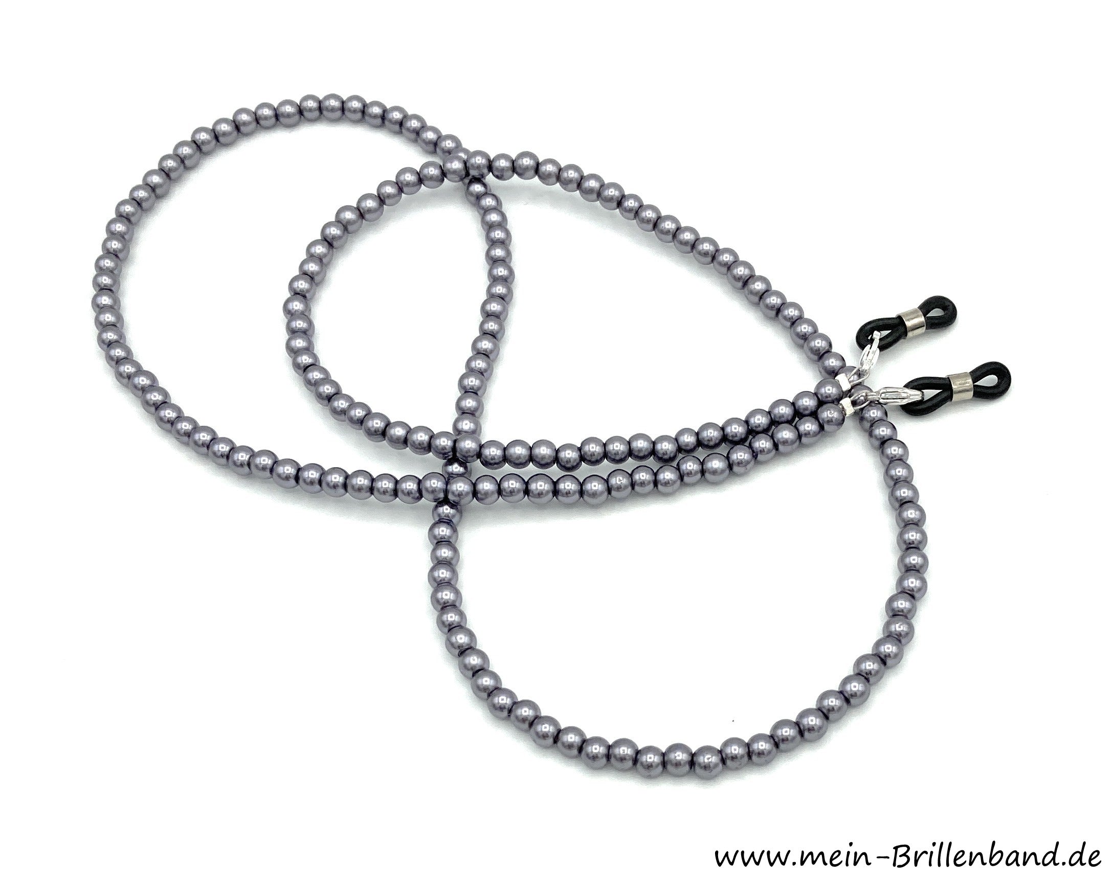 Brillenkette aus Glaswachsperlen – Anthrazit