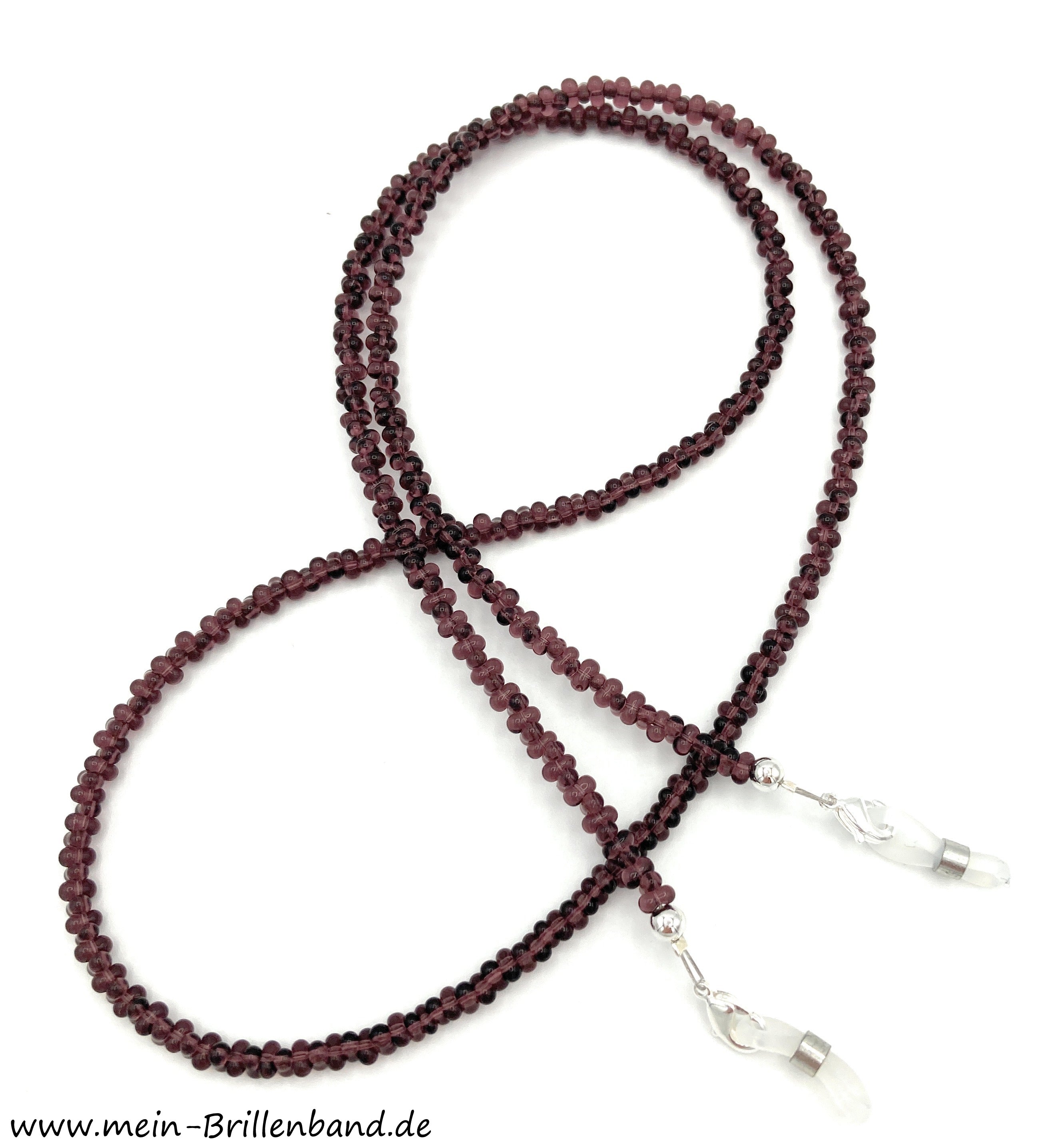 Brillenkette aus Farfalle-Perlen – Amethyst