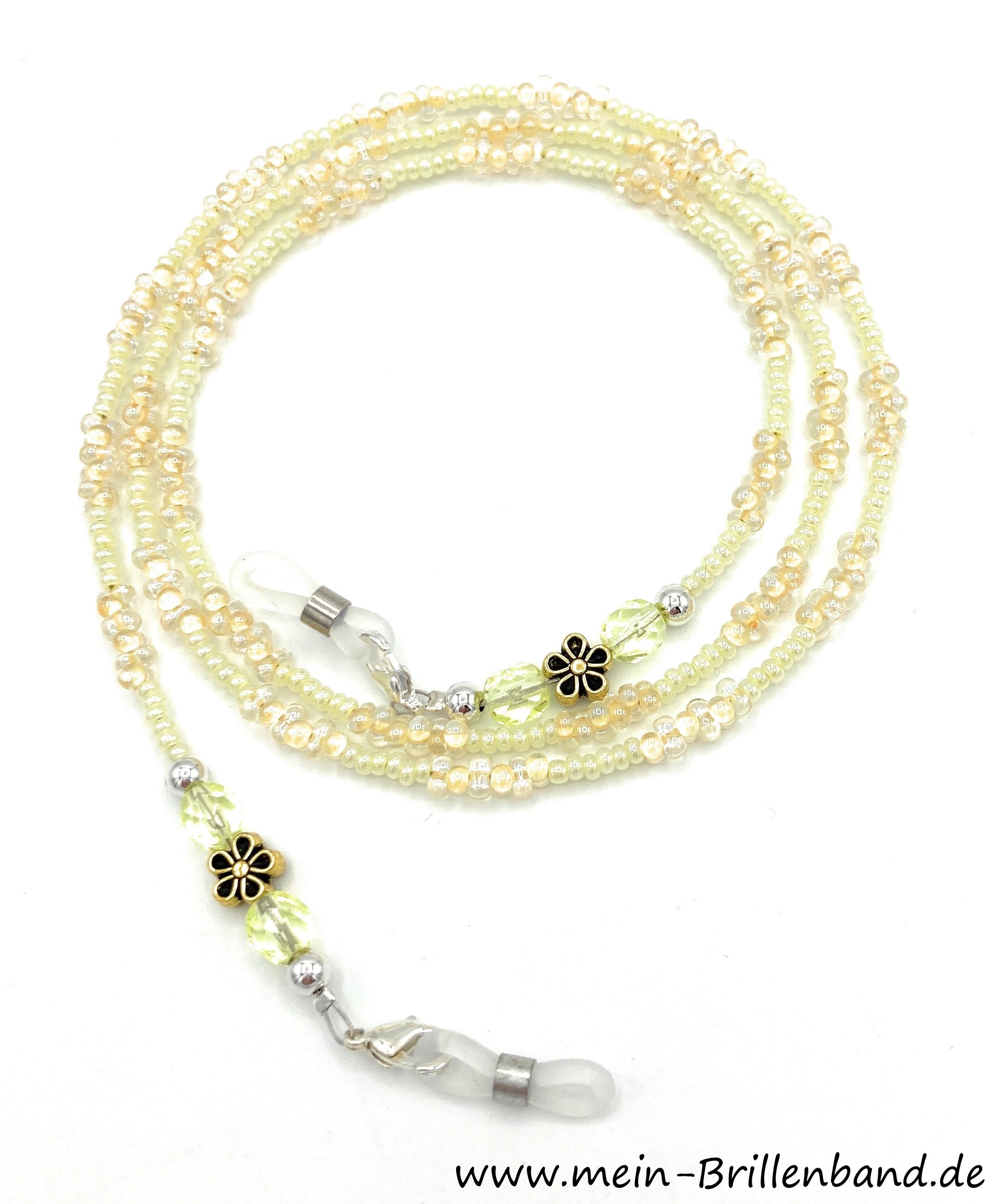 Brillenkette aus Glasschliffperlen & Rocailles – Gelb