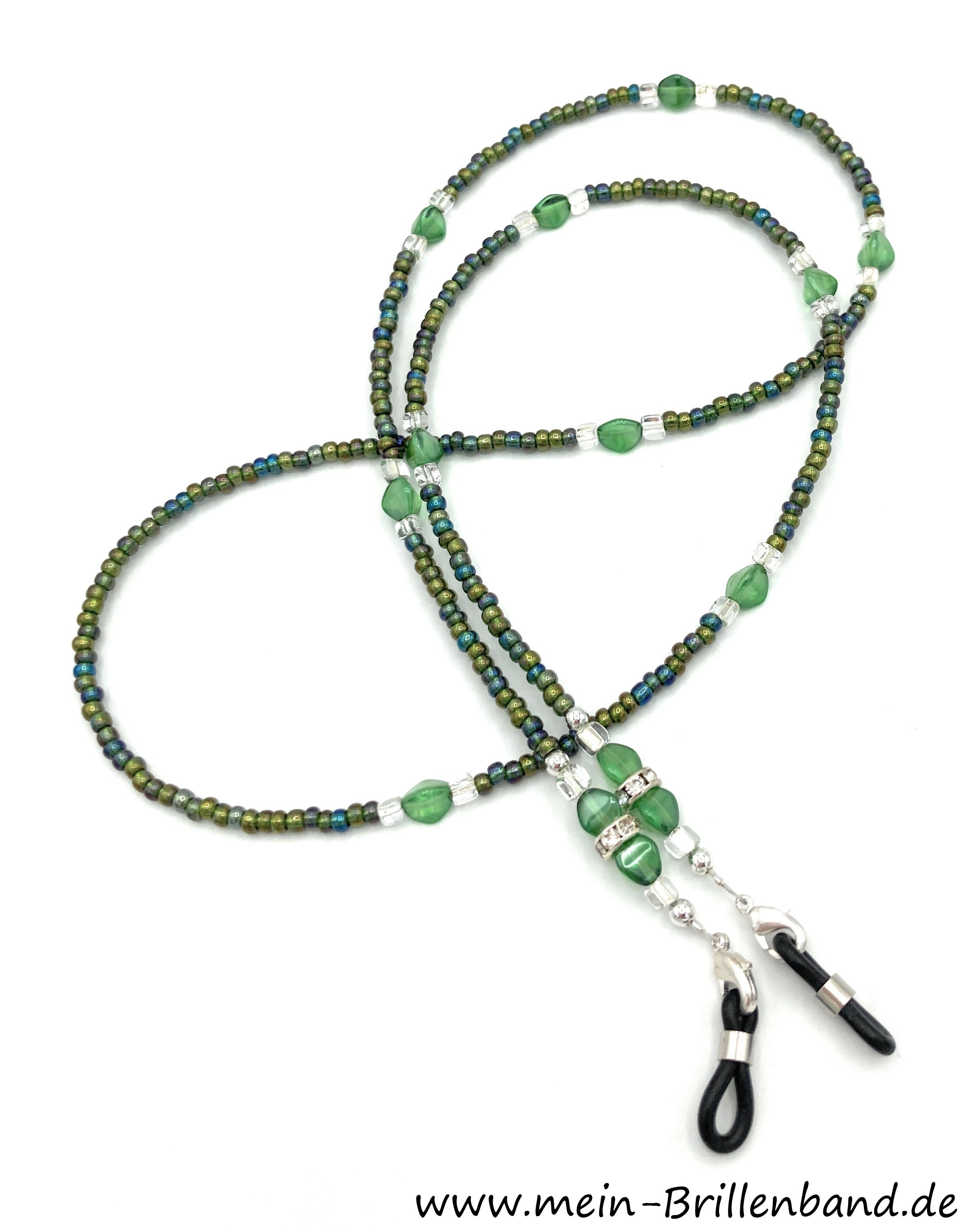 Brillenkette aus Glaswachsperlen & Rocailles – Grün