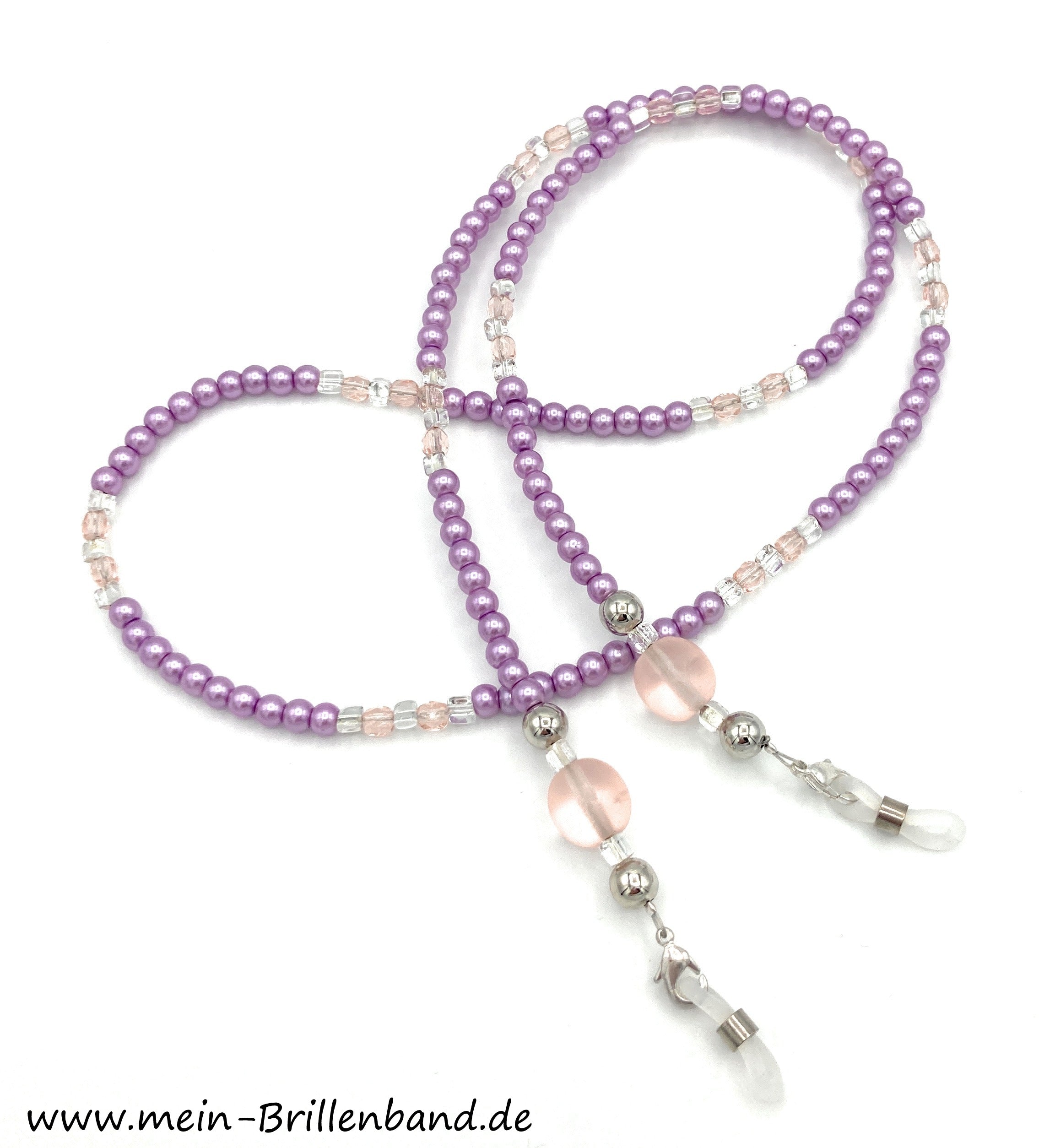 Brillenkette aus Glaswachsperlen & Glasperlen – Lila