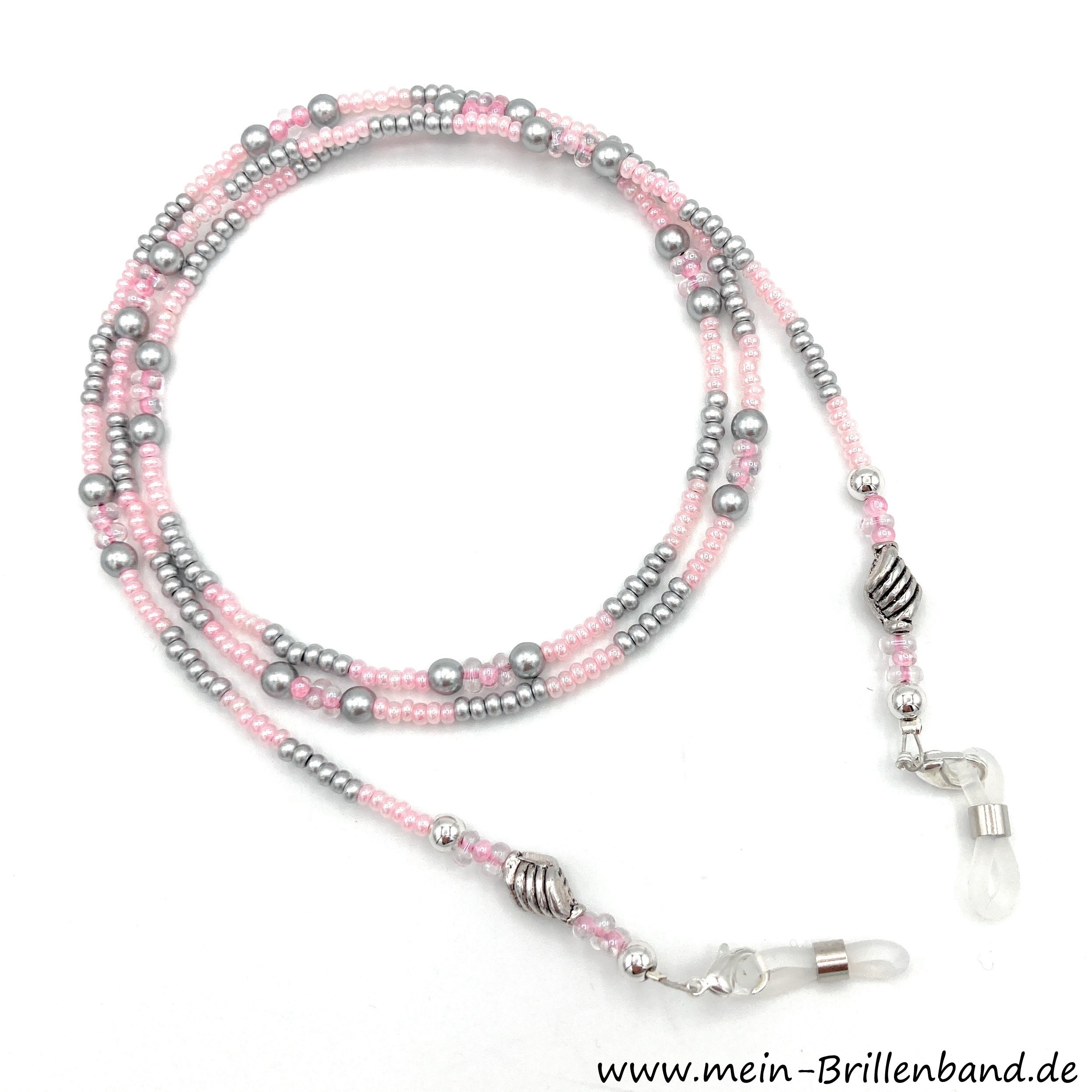 %Brillenkette - Brillenband "rosa-grau"