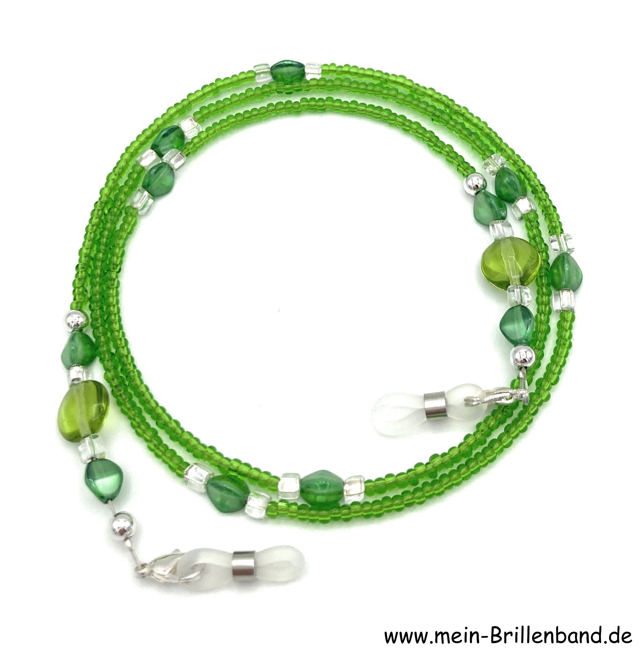 Brillenkette aus Glaswachsperlen & Rocailles – Grün