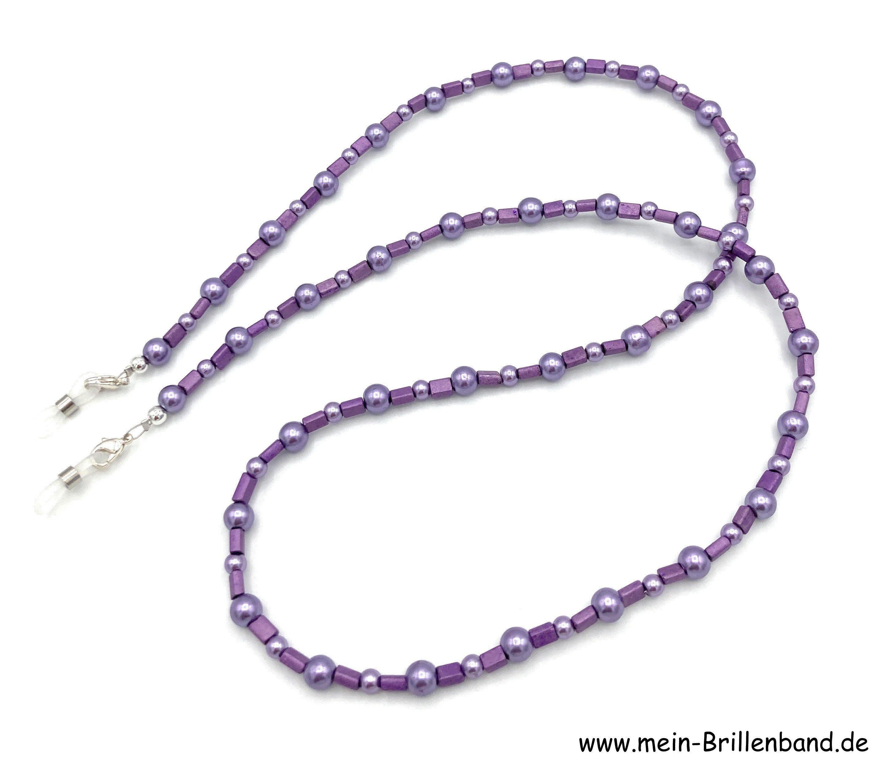 Brillenkette aus Glaswachsperlen – Lila